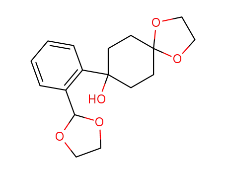 Molecular Structure of 128563-80-4 (8-<2-(1,3-Dioxolan-2-yl)phenyl>-1,4-dioxaspiro<4.5>decan-8-ol)