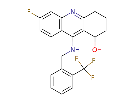 Molecular Structure of 104628-35-5 (6-fluoro-9-{[2-(trifluoromethyl)benzyl]amino}-1,2,3,4-tetrahydroacridin-1-ol)