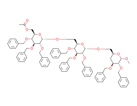 Acetic acid (2R,3R,4S,5R,6S)-3,4,5-tris-benzyloxy-6-[(2R,3R,4S,5R,6S)-3,4,5-tris-benzyloxy-6-((2S,4S,5R,6S)-4,5-bis-benzyloxy-6-methoxy-tetrahydro-pyran-2-ylmethoxy)-tetrahydro-pyran-2-ylmethoxy]-tetrahydro-pyran-2-ylmethyl ester