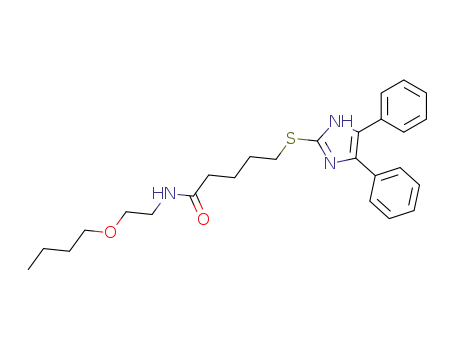 Molecular Structure of 162688-34-8 (N-(2-butoxyethyl)-5-<(4,5-diphenyl-1H-imidazol-2-yl)thio>pentanamide)