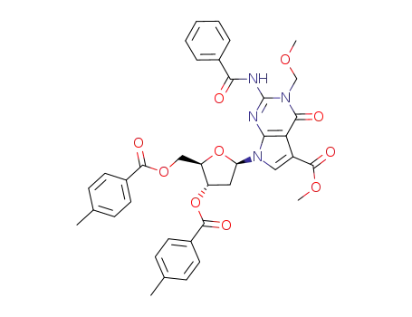 2-(Benzoylamino)-7-<2'-deoxy-3',5'-di-O-(p-toluoyl)-β-D-erythro-pentofuranosyl>-5-(methoxycarbonyl)-3-(methoxymethyl)pyrrolo<2,3-d>pyrimidin-4-one