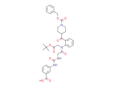 N-(tert-butoxycarbonylmethyl)-2-[4-(N-Cbz-piperidino)carbonyl]-N-[N'(m-carboxylphenyl)uridomethylcarbamoyl]aniline