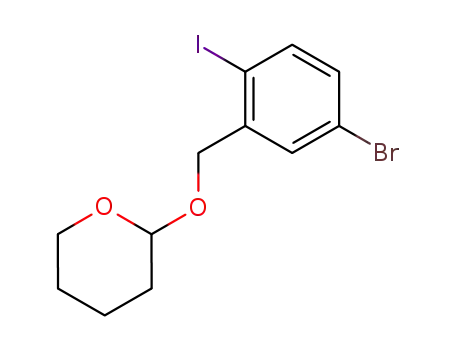Molecular Structure of 199786-59-9 (5-bromo-2-iodo-1-(tetrahydropyran-2-yloxymethyl)benzene)