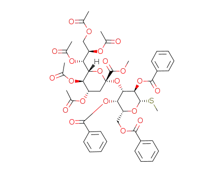 (2S,4S,5R,6R)-4,5-Diacetoxy-2-((2R,3S,4S,5R,6S)-3,5-bis-benzoyloxy-2-benzoyloxymethyl-6-methylsulfanyl-tetrahydro-pyran-4-yloxy)-6-((1R,2R)-1,2,3-triacetoxy-propyl)-tetrahydro-pyran-2-carboxylic acid methyl ester