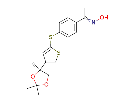 (S)-4'-<<4-(2,2,4-trimethyl-1,3-dioxolan-4-yl)thien-2-yl>thio>acetophenone oxime