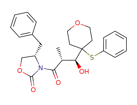(2S,3R)-4-Benzyl-3-[3-hydroxy-2-methyl-1-oxo-3-[(4-phenylsulfanyl)-3,4,5,6-tetrahydro-(2H)-pyran-4-yl]propionyl]oxazolidin-2-one