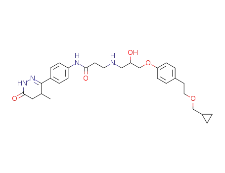 Molecular Structure of 101328-82-9 (Propanamide,
3-[[3-[4-[2-(cyclopropylmethoxy)ethyl]phenoxy]-2-hydroxypropyl]amino]-
N-[4-(1,4,5,6-tetrahydro-4-methyl-6-oxo-3-pyridazinyl)phenyl]-)