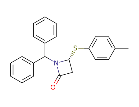 Molecular Structure of 161465-61-8 (2-Azetidinone, 1-(diphenylmethyl)-4-[(4-methylphenyl)thio]-, (4R)-)