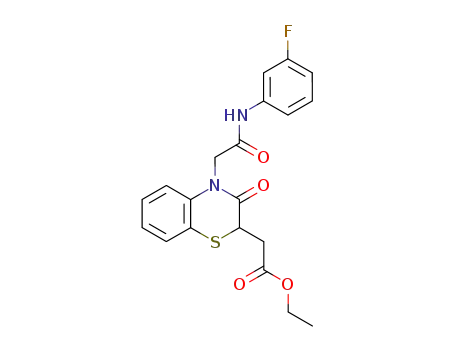 Molecular Structure of 159790-27-9 (ethyl 4-<2-(3-fluorophenylamino)-2-oxoethyl>-3,4-dihydro-3-oxo-2H-1,4-benzothiazine-2-acetate)
