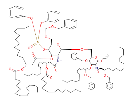 Molecular Structure of 137015-06-6 (allyl 4-O-benzyl-6-O-<6-O-(benzyloxy)methyl-2-deoxy-4-O-diphenylphosphono-2-<(3R)-3-(dodecanoyloxy)tetradecanamido>-3-O-<(3R)-3-(tetradecanoyloxy)tetradecanoyl)>-β-D-glucopyranosyl>-2-<(3R)-3-(benzyloxy)tetradecanamido>-3-O-<(3R)-3-(benzyloxy)tetr.....)