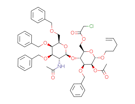 pent-4-enyl 4-O-(2-acetamido-3,4,6-tri-O-benzyl-2-deoxy-β-D-galactopyranosyl)-2-O-acetyl-3-O-benzyl-6-O-(chloroacetyl)-α-D-mannopyranoside