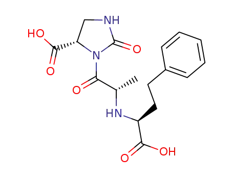 Molecular Structure of 117560-10-8 (4-Imidazolidinecarboxylicacid, 3-[(2S)-2-[[(1S)-1-carboxy-3-phenylpropyl]amino]-1-oxopropyl]-2-oxo-,(4S)-)