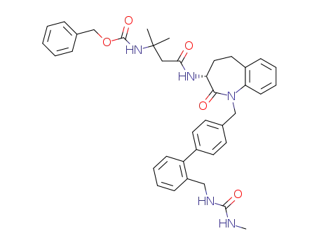 Molecular Structure of 197652-43-0 ([1,1-Dimethyl-2-((R)-1-{2'-[(3-methyl-ureido)-methyl]-biphenyl-4-ylmethyl}-2-oxo-2,3,4,5-tetrahydro-1H-benzo[b]azepin-3-ylcarbamoyl)-ethyl]-carbamic acid benzyl ester)