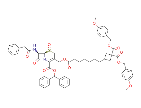 (6R-trans)-3-<<6-(2-benzhydryloxycarbonyl-5,8-dioxo-7-phenylacetylamino-5-thia-1-azabicyclo<4.2.0>oct-2-en-3-yl)methoxycarbonyl>hexyl>cyclobutane-1,1-dicarboxylic acid bis(p-methoxybenzyl) ester