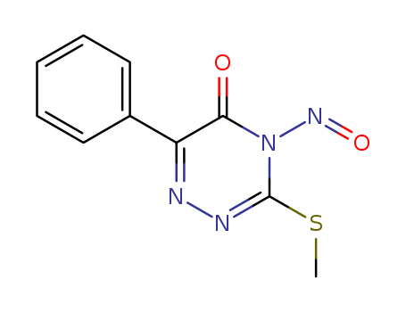 Molecular Structure of 106119-80-6 (1,2,4-Triazin-5(4H)-one, 3-(methylthio)-4-nitroso-6-phenyl-)