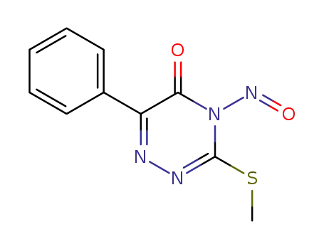 Molecular Structure of 106119-80-6 (1,2,4-Triazin-5(4H)-one, 3-(methylthio)-4-nitroso-6-phenyl-)