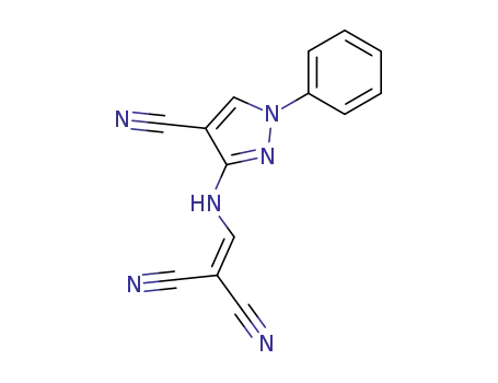Molecular Structure of 138942-60-6 (Propanedinitrile, [[(4-cyano-1-phenyl-1H-pyrazol-3-yl)amino]methylene]-)