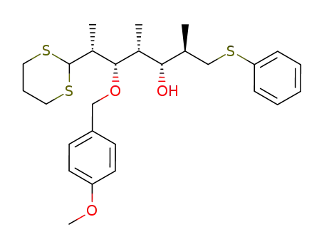 2,4,6-trideoxy-3-O-(p-methoxybenzyl)-2,4,6-tri-C-methyl-7-S-phenyl-7-thio-L-glycero-L-ido-heptose trimethylene dithioacetal