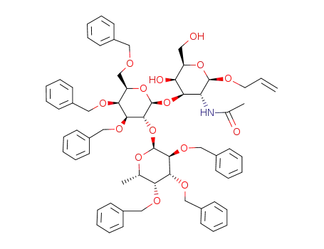 allyl 2-acetamido-2-deoxy-3-O-<3,4,6-tri-O-benzyl-2-O-(2,3,4-tri-O-benzyl-α-L-fucopyranosyl)-β-D-galactopyranosyl>-β-D-galactopyranoside