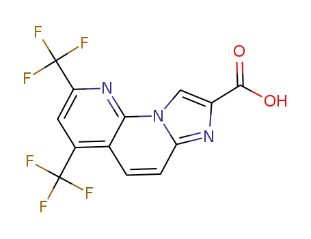 Molecular Structure of 439094-96-9 (2,4-BIS(TRIFLUOROMETHYL)IMIDAZO[1,2-A][1,8]NAPHTHYRIDINE-8-CARBOXYLIC ACID)