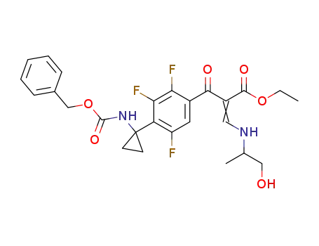 Molecular Structure of 127045-84-5 ((Z)-2-[4-(1-Benzyloxycarbonylamino-cyclopropyl)-2,3,5-trifluoro-benzoyl]-3-(2-hydroxy-1-methyl-ethylamino)-acrylic acid ethyl ester)