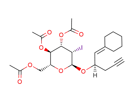 Acetic acid (2R,3R,4S,5S,6S)-3-acetoxy-2-acetoxymethyl-6-((R)-1-cyclohexylidenemethyl-but-3-ynyloxy)-5-iodo-tetrahydro-pyran-4-yl ester