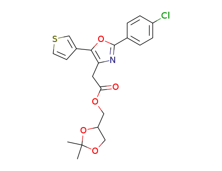 Molecular Structure of 99924-11-5 (2,2-dimethyl-1,3-dioxolanylmethyl 2-(4-chlorophenyl)-5-(3-thienyl)-4-oxazoleacetate)