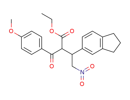 Molecular Structure of 1025987-92-1 (3-Indan-5-yl-2-(4-methoxy-benzoyl)-4-nitro-butyric acid ethyl ester)