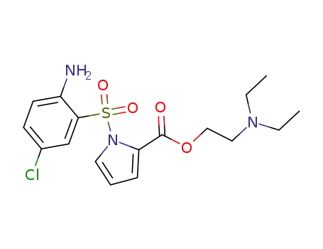 Molecular Structure of 173908-40-2 (2-(diethylamino)ethyl 1-[(2-amino-5-chlorophenyl)sulfonyl]-1H-pyrrole-2-carboxylate)