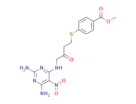 Benzoic acid,4-[[4-[(2,6-diamino-5-nitro-4-pyrimidinyl)amino]-3-oxobutyl]thio]-, methylester cas  74163-02-3