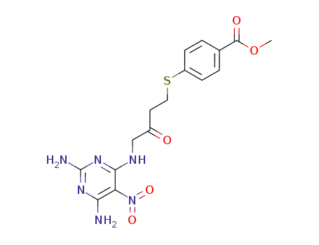Molecular Structure of 74163-02-3 (methyl 4-({4-[(2,6-diamino-5-nitropyrimidin-4-yl)amino]-3-oxobutyl}sulfanyl)benzoate)
