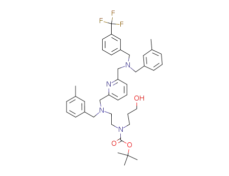 Molecular Structure of 204196-35-0 ((3-Hydroxy-propyl)-{2-[(3-methyl-benzyl)-(6-{[(3-methyl-benzyl)-(3-trifluoromethyl-benzyl)-amino]-methyl}-pyridin-2-ylmethyl)-amino]-ethyl}-carbamic acid tert-butyl ester)