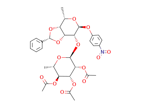 Acetic acid (2S,3R,4R,5S,6S)-4,5-diacetoxy-6-methyl-2-[(2R,3aR,4S,6S,7R,7aR)-4-methyl-6-(4-nitro-phenoxy)-2-phenyl-tetrahydro-[1,3]dioxolo[4,5-c]pyran-7-yloxy]-tetrahydro-pyran-3-yl ester