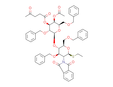 4-Oxo-pentanoic acid (2R,3S,4S,5R,6S)-3-acetoxy-5-benzyloxy-6-[(2R,3S,4R,5R,6S)-4-benzyloxy-2-benzyloxymethyl-5-(1,3-dioxo-1,3-dihydro-isoindol-2-yl)-6-ethylsulfanyl-tetrahydro-pyran-3-yloxy]-2-benzyloxymethyl-tetrahydro-pyran-4-yl ester
