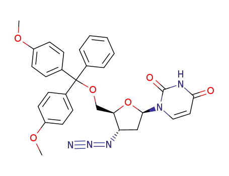 Molecular Structure of 158846-98-1 (Uridine,
3'-azido-5'-O-[bis(4-methoxyphenyl)phenylmethyl]-2',3'-dideoxy-)