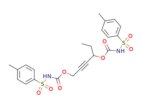 Molecular Structure of 192136-82-6 (Carbamic acid, [(4-methylphenyl)sulfonyl]-, 1-ethyl-2-butyne-1,4-diyl
ester)
