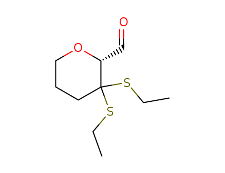 Molecular Structure of 121620-34-6 (2H-Pyran-2-carboxaldehyde, 3,3-bis(ethylthio)tetrahydro-, (2R)-)