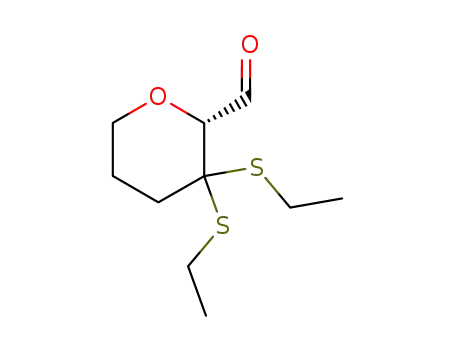 Molecular Structure of 121620-34-6 (2H-Pyran-2-carboxaldehyde, 3,3-bis(ethylthio)tetrahydro-, (2R)-)