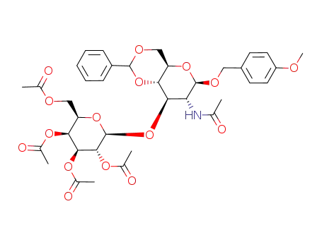 Acetic acid (2R,3R,4S,5S,6R)-4,5-diacetoxy-6-acetoxymethyl-2-[(4aR,6R,7R,8R,8aS)-7-acetylamino-6-(4-methoxy-benzyloxy)-2-phenyl-hexahydro-pyrano[3,2-d][1,3]dioxin-8-yloxy]-tetrahydro-pyran-3-yl ester