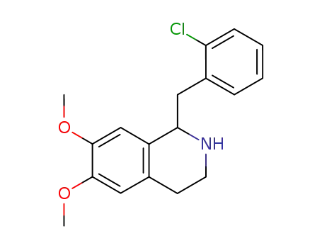 Molecular Structure of 258520-85-3 (Isoquinoline,
1-[(2-chlorophenyl)methyl]-1,2,3,4-tetrahydro-6,7-dimethoxy-)