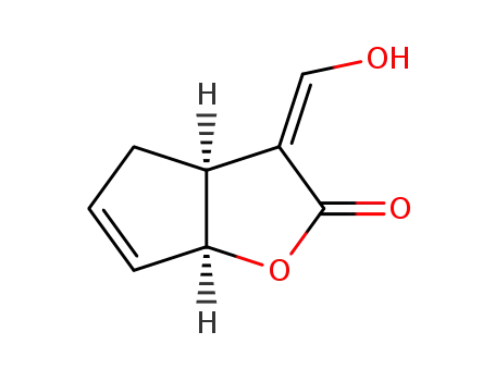 Molecular Structure of 194468-85-4 (2H-Cyclopenta[b]furan-2-one, 3,3a,4,6a-tetrahydro-3-(hydroxymethylene)-, [3aS-(3Z,3aalpha,6aalpha)]- (9CI))