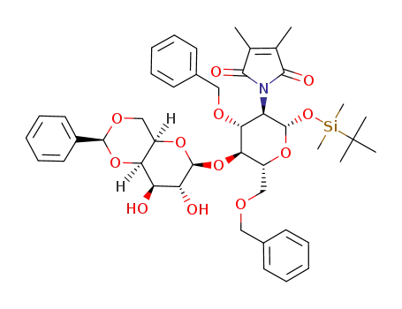 tert-butyldimethylsilyl O-(4,6-O-benzylidene-β-D-galactopyranosyl)-(1->4)-3,6-di-O-benzyl-2-deoxy-2-dimethylmaleimido-β-D-glucopyranoside