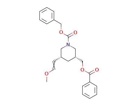 Molecular Structure of 284482-56-0 ((3R,5R)-3-Benzoyloxymethyl-5-((E)-2-methoxy-vinyl)-piperidine-1-carboxylic acid benzyl ester)
