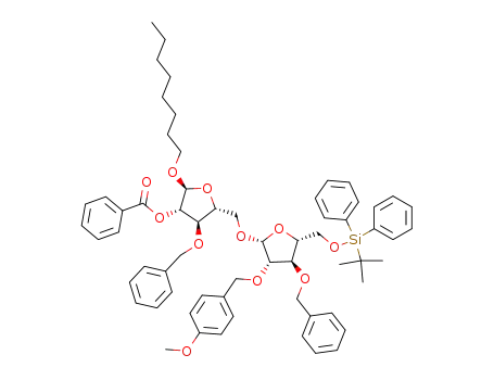 Benzoic acid (2S,3S,4R,5R)-4-benzyloxy-5-[(2R,3S,4R,5R)-4-benzyloxy-5-(tert-butyl-diphenyl-silanyloxymethyl)-3-(4-methoxy-benzyloxy)-tetrahydro-furan-2-yloxymethyl]-2-octyloxy-tetrahydro-furan-3-yl ester