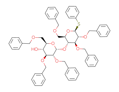 Molecular Structure of 250335-04-7 (Phenyl 2,3,6-tri-O-benzyl-4-O-(2,3,6-tri-O-benzyl-α-D-glucopyranosyl)-1-thio-β-D-glucopyranoside)