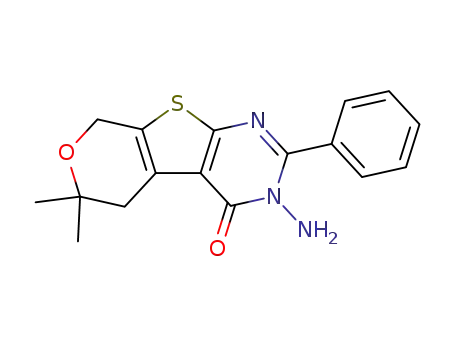 Molecular Structure of 263402-85-3 (3-amino-6,6-dimethyl-2-phenyl-3,5,6,8-tetrahydro-4H-pyrano[4',3':4,5]thieno[2,3-d]pyrimidin-4-one)