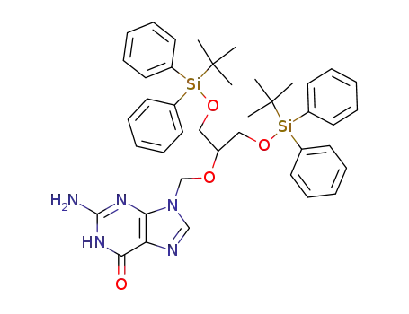 Molecular Structure of 266684-38-2 (2-amino-9-[2-(<i>tert</i>-butyl-diphenyl-silanyloxy)-1-(<i>tert</i>-butyl-diphenyl-silanyloxymethyl)-ethoxymethyl]-1,9-dihydro-purin-6-one)