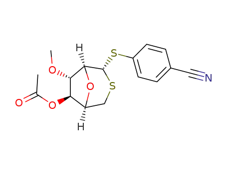 Molecular Structure of 316376-27-9 (4-cyanophenyl 4-O-acetyl-2,5-anhydro-3-O-methyl-1,6-dithio-α-L-guloseptanoside)