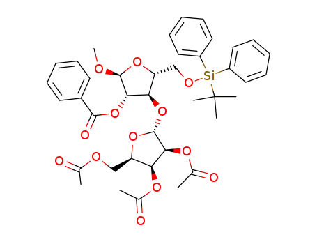 Benzoic acid (2S,3S,4R,5R)-5-(tert-butyl-diphenyl-silanyloxymethyl)-4-((2R,3S,4S,5R)-3,4-diacetoxy-5-acetoxymethyl-tetrahydro-furan-2-yloxy)-2-methoxy-tetrahydro-furan-3-yl ester
