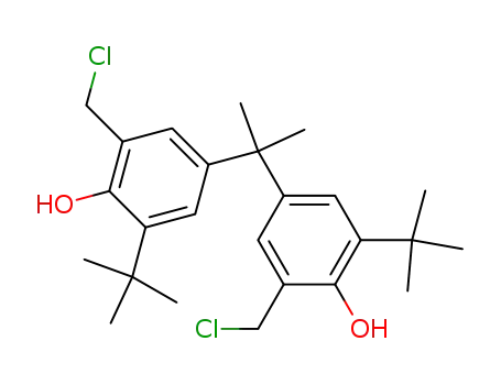 Molecular Structure of 333334-76-2 (2-(tert-butyl)-4-(1-(5-(tert-butyl)-3-(chloromethyl)-4-hydroxyphenyl)isopropyl)-6-(chloromethyl)phenol)